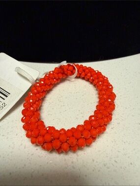 Beaded Stretch Bracelet Reddish Orange NWT